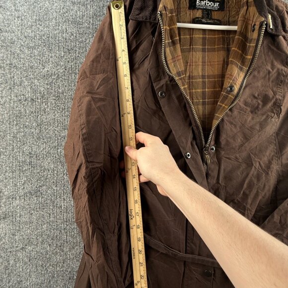Barbour Newmarket Mac Waxed Jacket Women Full Zip Brown Size 8 US Lined - Picture 14 of 16